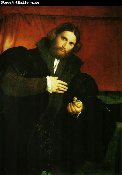 Lorenzo Lotto Portrat eines Edelmannes mit Lowentatze